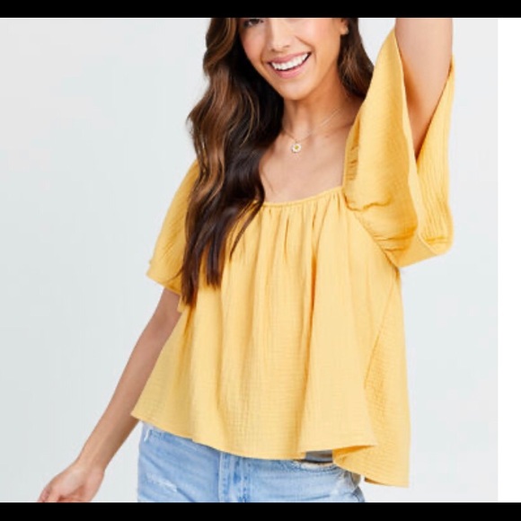 NWT Altar’d State Yellow Crop Top- Medium - Picture 1 of 10
